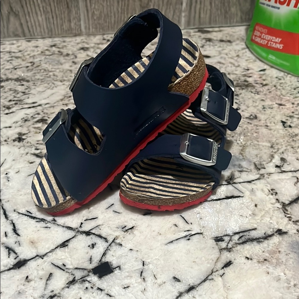 Birkenstock Blue and Red Sandals with Adjustable Straps